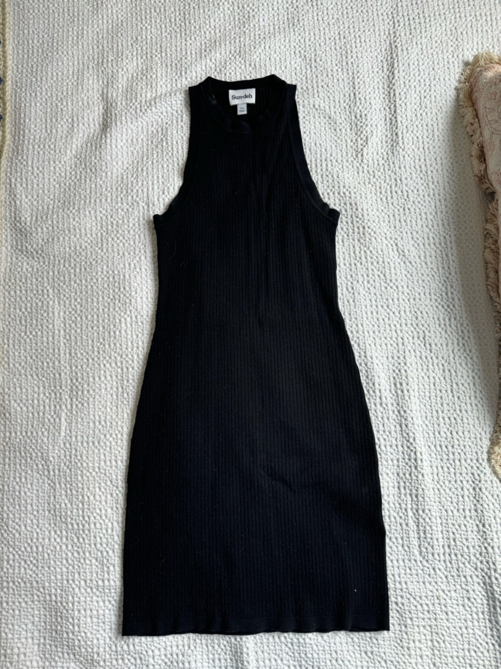 Sunday Best Black Ribbed Midi Tank Dress